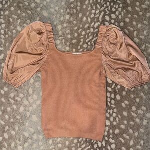 Elegant Puff Sleeve Top in Tan